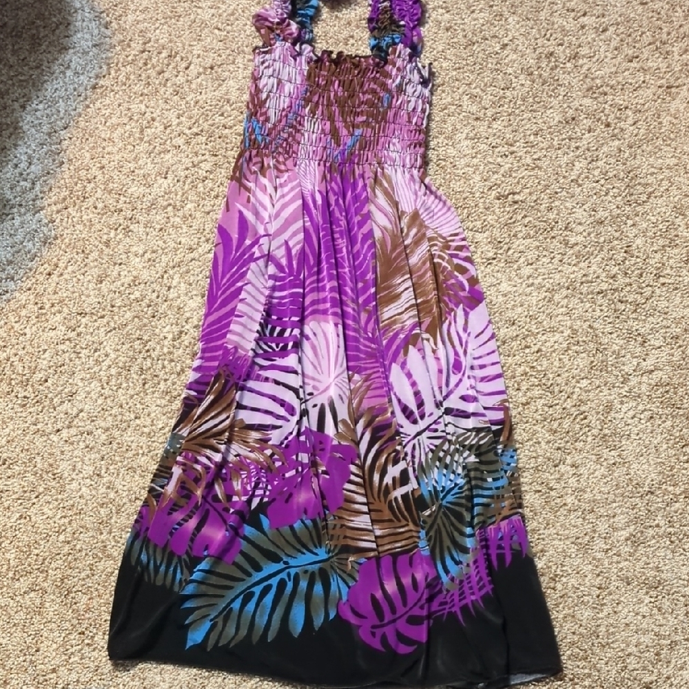 Purple and Brown Stretchy Women's Dress